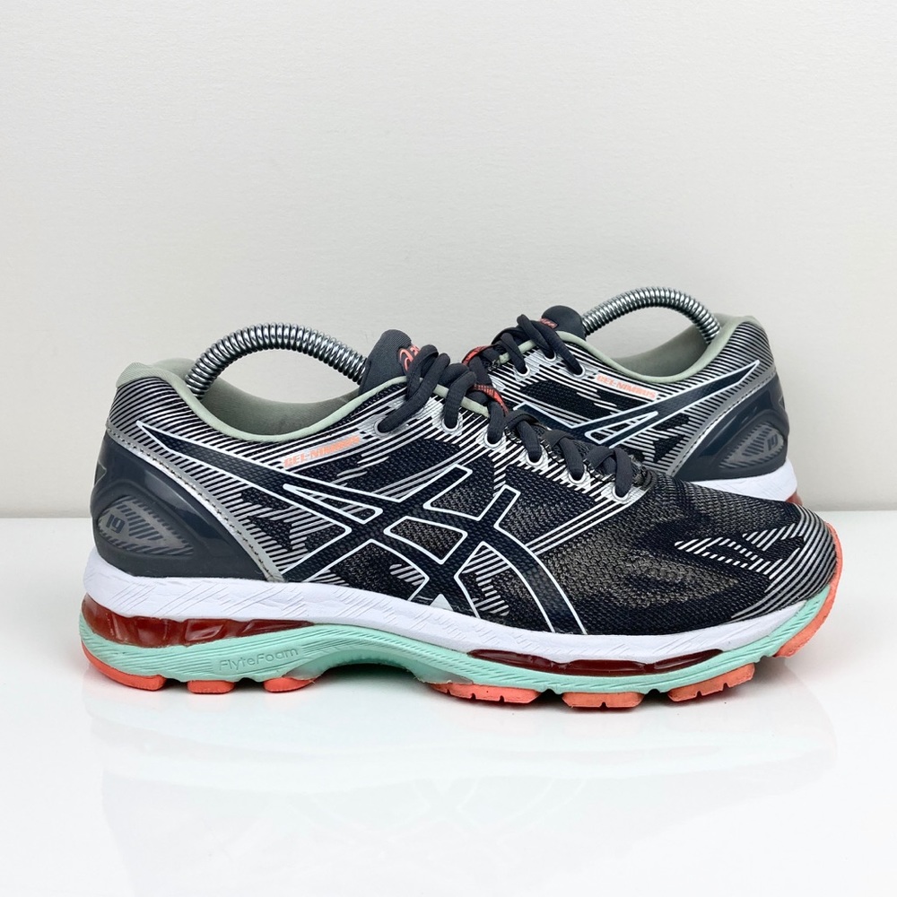 Asics Gel Nimbus 19 Gray & Orange Women's Athletic Running Shoes Size 8.0